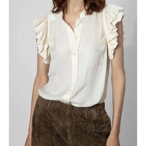 Zadig & Voltaire Cream Ruffle Blouse
